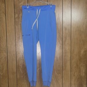 Figs Light Blue Jogger Scrub Pants with Drawstring